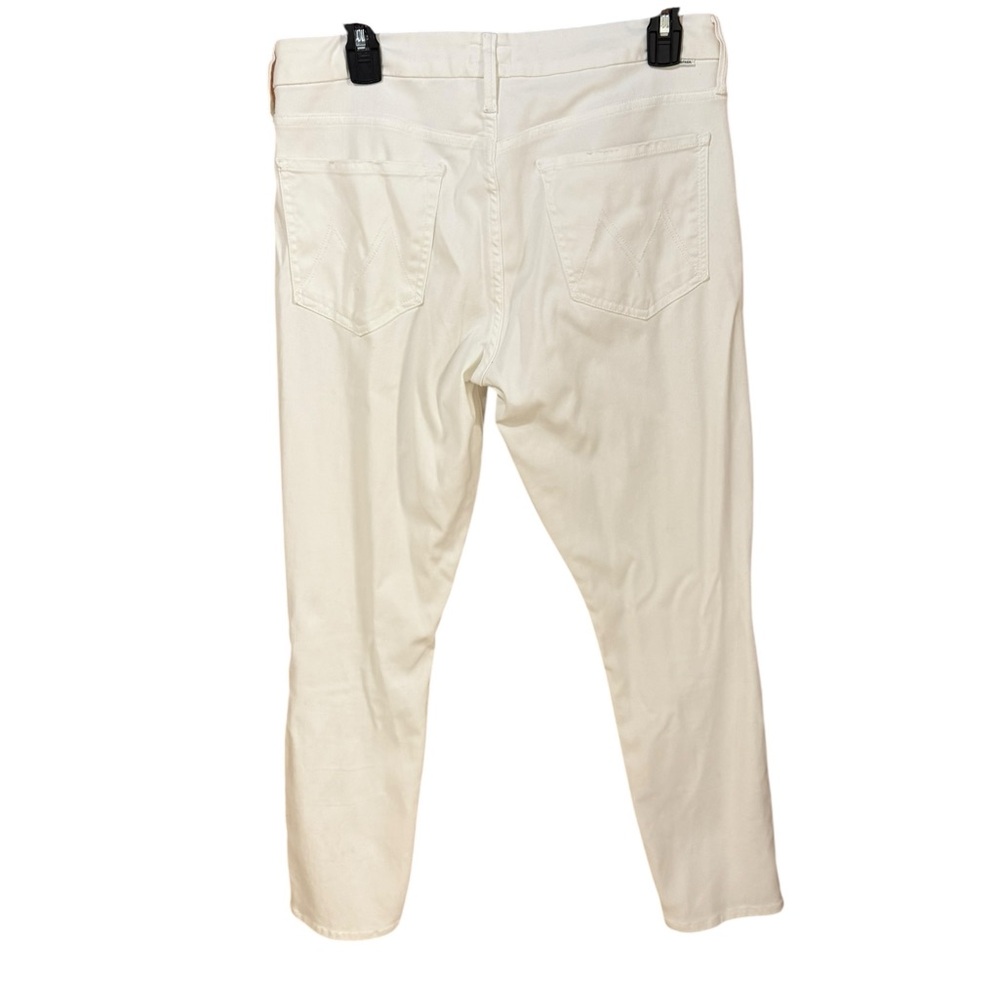MOTHER The Looker Crop White Straight Leg Ankle Crop Jeans Glass Slipper White - Picture 12 of 15